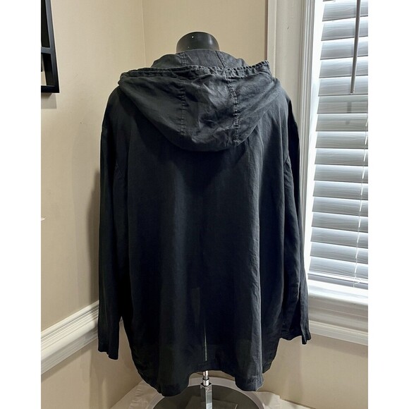 Calvin Klein Mid Length Jacket L Mens Black Full Zip Hooded Sun Faded Matrix - Picture 7 of 12